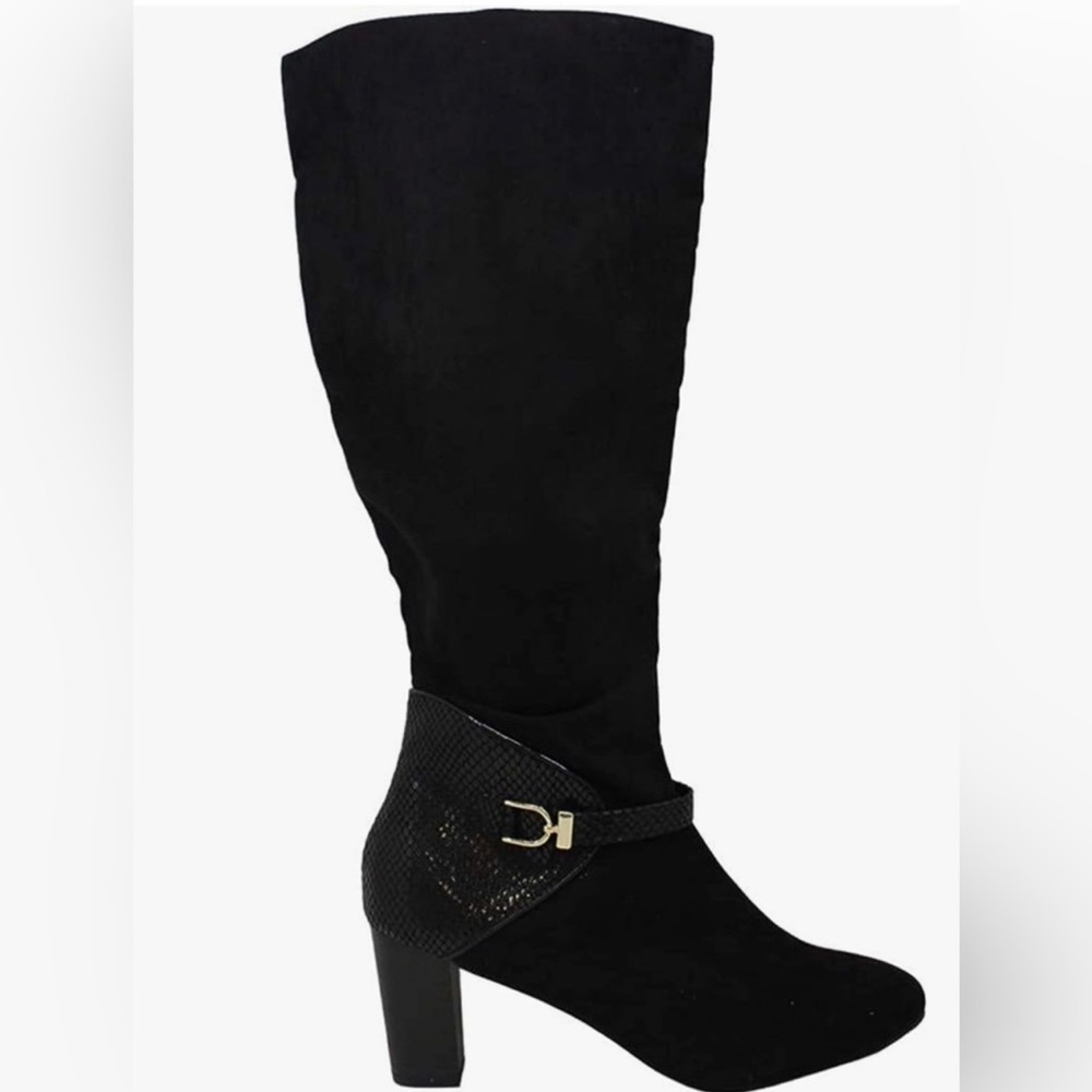 Karen Scott Sharonn Snake Print Tall Knee-High Boots Black Women’s 8.5 M NEW